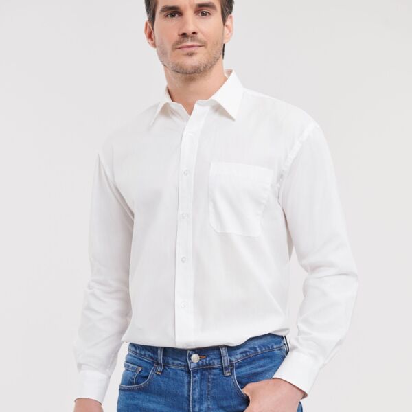 Men's Long Sleeve Classic Pure Cotton Poplin Shirt Thumbnail